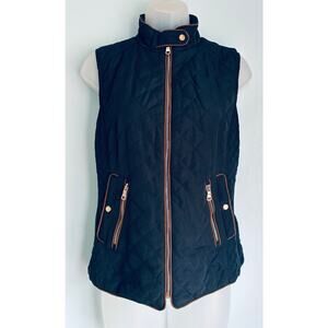 Zara Quilted Vest Navy Blue Medium